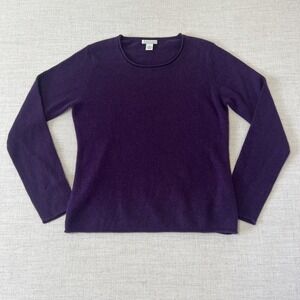 Tweeds Sweater Womens Large Purple 100% Cashmere Crewneck Long Sleeve Pullover